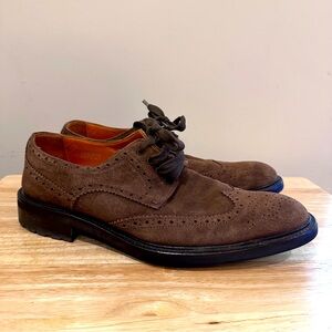 EUC Faconnable Made In Italy Wingtip Brown Suede Oxford Shoes Size 8